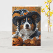 Australische Heks Halloween Kaart (Gele Bloem)