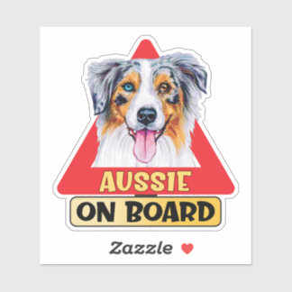 Australische herder aan boord hond rood verkeersbo sticker
