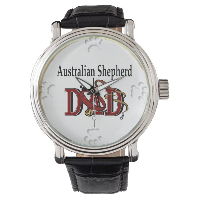 Australische herder Dad Gifts Horloge (Voorkant)