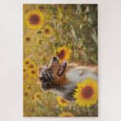 Australische herder en zonnebloemen legpuzzel (Verticaal)