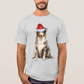 Australische Herder Grappige Kersthond T-shirt (Voorkant)