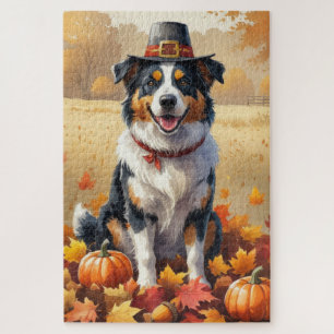 Australische Herder Herfstbladeren Thanksgiving Ku Legpuzzel