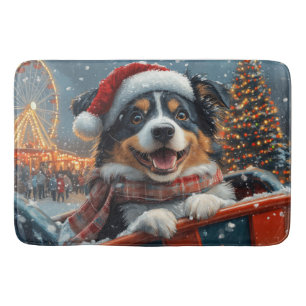 Australische Herder Hond Achtbaan Kerstmis Badmat