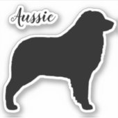 Australische Herder Hond Aussie Silhouet Vinyl Sticker (Voorkant)