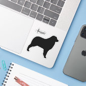 Australische Herder Hond Aussie Silhouet Vinyl Sticker (Laptop met iPhone)