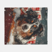 Australische Herder Hond Kerstfeest Fleece Deken (Voorkant (Horizontaal))