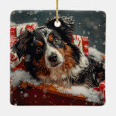Australische Herder Hond Kerstfeest Keramisch Ornament (Achterkant)