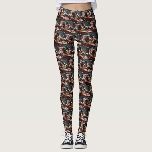 Australische Herder Hond Kerstfeest Leggings (Voorkant)