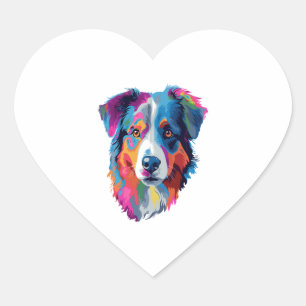Australische Herder Hond Kleurrijk 3 Hart Sticker
