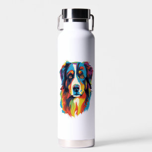 Australische herder hond kleurrijk waterfles