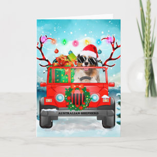 Australische herder hond met kerstcadeaus kaart