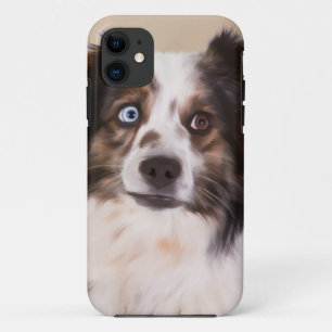 Australische herder hond olie schilderij kunst iPhone 11 hoesje