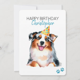 Australische herder hond personaliseren Happy Birt Kaart