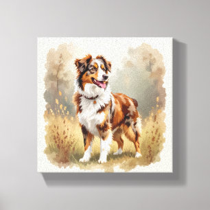 Australische Herder Hond Rode Merle Aussie Canvas Afdruk