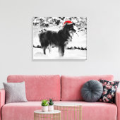 Australische Herder Hond Rode Santa Hoed Olieverfs Canvas Afdruk (Insitu (Woonkamer))