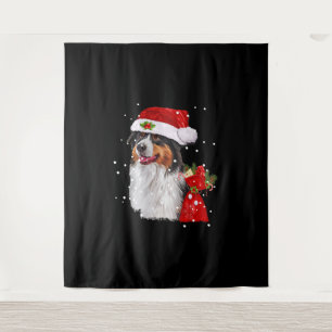 Australische Herder Hond Santa Hoed Kerstmis Wandkleed