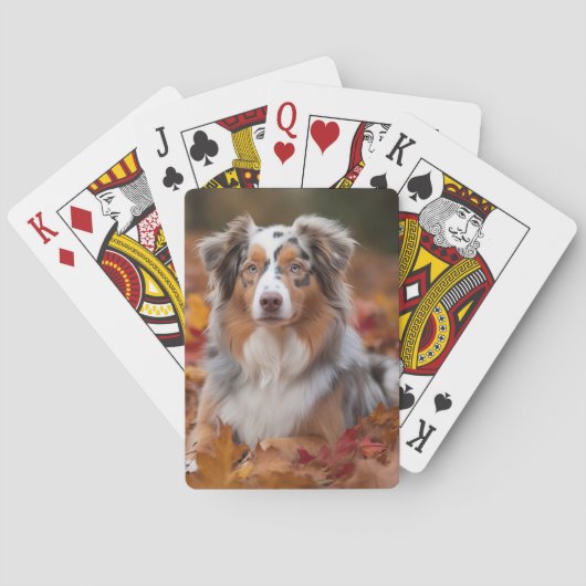Australische herder in herfst laat Herfst inspirer Pokerkaarten (Achterkant)
