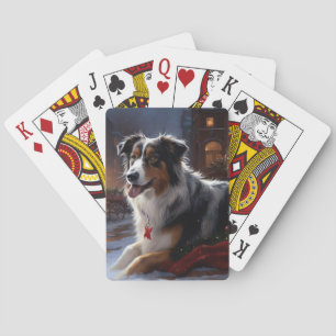 Australische Herder Kerst Feestelijke Periode Pokerkaarten