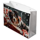 Australische Herder Kerst Festiviteit Groot Cadeauzakje (Achterkant Gekanteld)