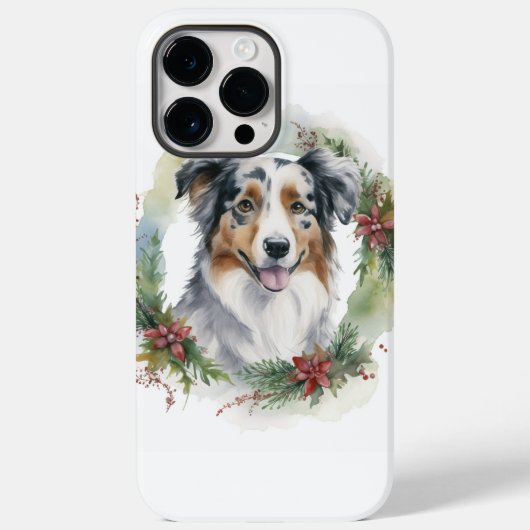 Australische Herder Kerstkrans Feestelijke Pup Case-Mate iPhone Case (Achterkant)