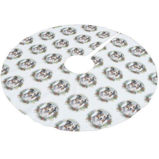 Australische Herder Kerstkrans Feestelijke Pup Kerstboom Rok (Gekanteld)