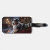 Australische herder Kerstmis Feestelijk Seizoen Bagagelabel (Achterkant horizontaal)