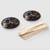 Australische herder Kerstmis Feestelijk Seizoen Handwaaier (Niet-gemonteerd)