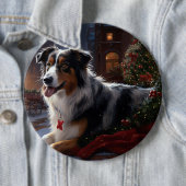 Australische herder Kerstmis Feestelijk Seizoen Ronde Button 6,0 Cm (In situ)