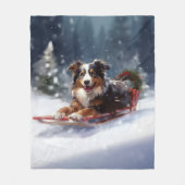 Australische Herder Kerstmis sneeuw winter Fleece Deken (Voorkant)