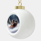 Australische Herder Kerstmis sneeuw winter Keramische Bal Ornament (Rechts)