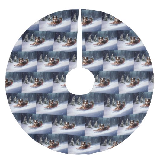 Australische Herder Kerstmis sneeuw winter Kerstboom Rok (Voorkant)