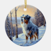 Australische Herder Laat het Sneeuwen Kerstmis  Keramisch Ornament (Voorkant)