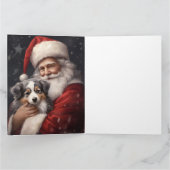 Australische Herder met Kerstman Kerstmis Kaart (Binnen)