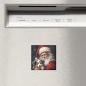 Australische Herder met Kerstman Kerstmis Magneet (Insitu (Vaatwasser))