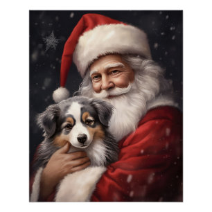 Australische Herder met Kerstman Kerstmis Perfect Poster
