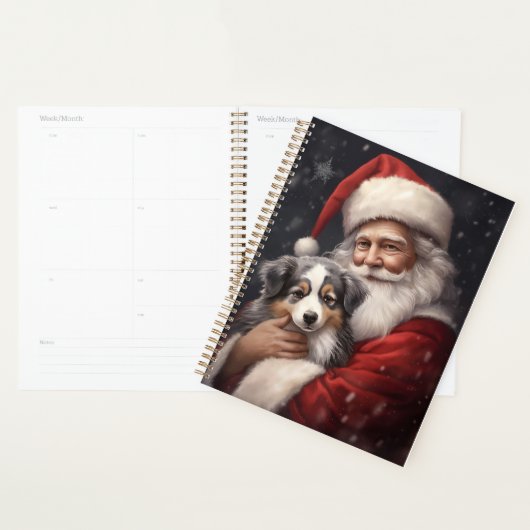 Australische Herder met Kerstman Kerstmis Planner (Display)