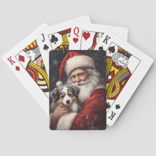 Australische Herder met Kerstman Kerstmis Pokerkaarten