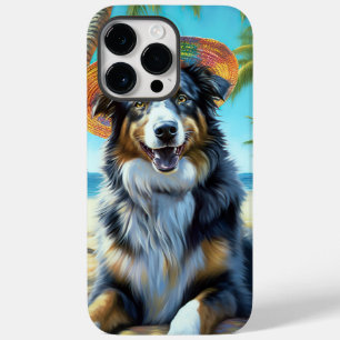 Australische Herder Op Strand hondenliefhebber zom Case-Mate iPhone 14 Pro Max Hoesje