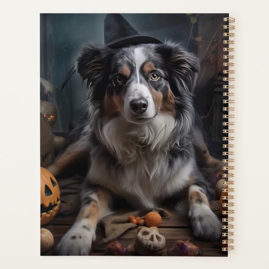 Australische herder pompoenen Halloween eng Planner (Achterkant)