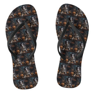 Australische Herder Pompoenen Halloween Griezelen Teenslippers