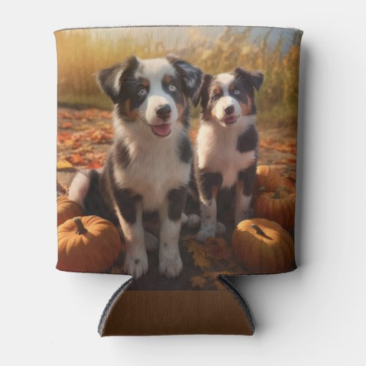 Australische Herder Puppy Herfst Delight Pompoen Blikjeskoeler (Voorkant)