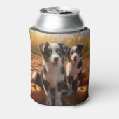 Australische Herder Puppy Herfst Delight Pompoen Blikjeskoeler (Blikje Achterkant)