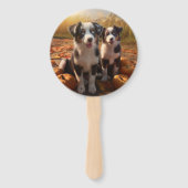 Australische Herder Puppy Herfst Delight Pompoen Handwaaier (Achterkant)
