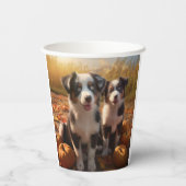 Australische Herder Puppy Herfst Delight Pompoen Papieren Bekers (Achterkant)