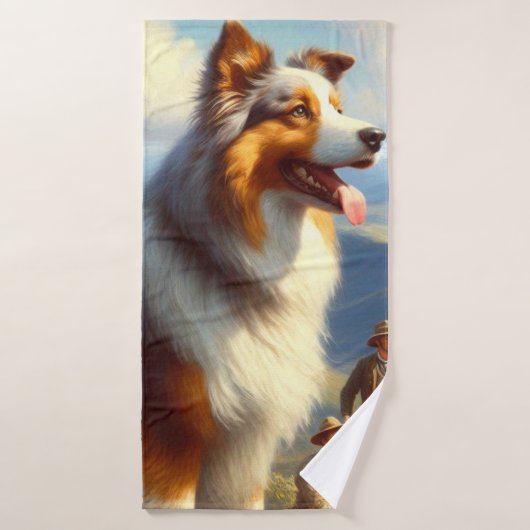  Australische herder schilderij Badhanddoek (Badhanddoek)