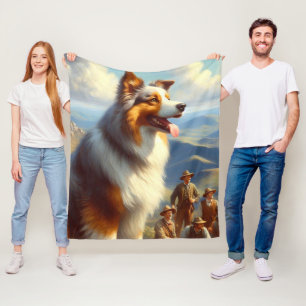  Australische herder schilderij Fleece Deken