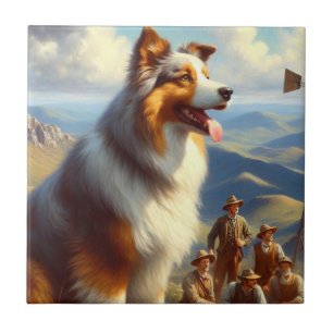  Australische herder schilderij Tegeltje
