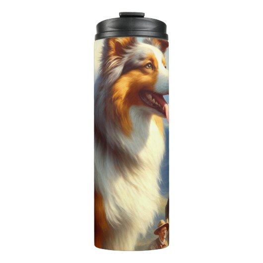  Australische herder schilderij Thermosbeker (Voorkant)