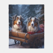 Australische herder sneeuwslee kerstdecor fleece deken (Voorkant)