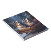 Australische herder sneeuwslee kerstdecor notitieblok (Schuin)